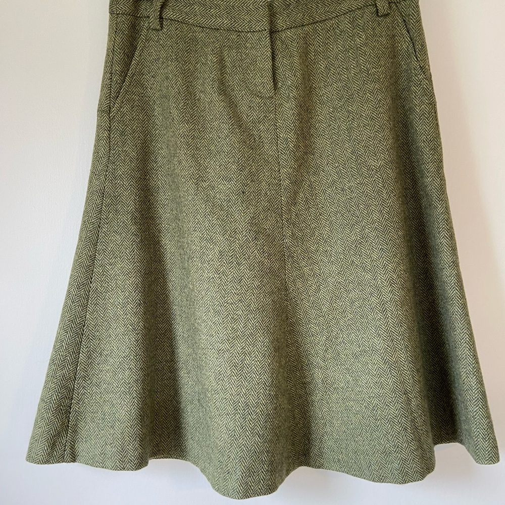 Vintage J. Crew Olive Green Wool Skirt (size P4)